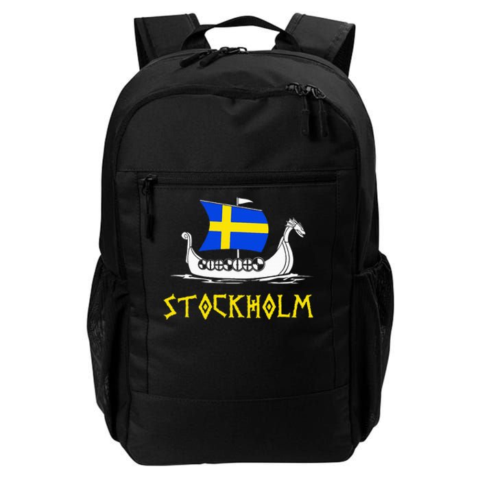 Boat Swedish Flag Sweden Viking Ship Stockholm Daily Commute Backpack