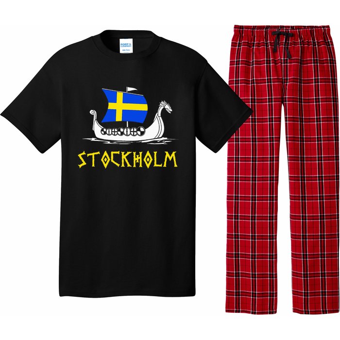 Boat Swedish Flag Sweden Viking Ship Stockholm Pajama Set