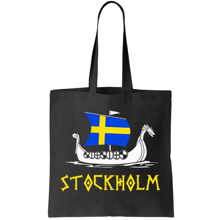 Boat Swedish Flag Sweden Viking Ship Stockholm Tote Bag