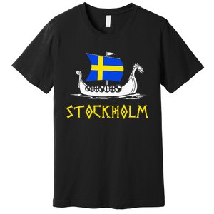 Boat Swedish Flag Sweden Viking Ship Stockholm Premium T-Shirt