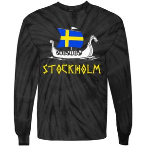 Boat Swedish Flag Sweden Viking Ship Stockholm Tie-Dye Long Sleeve Shirt