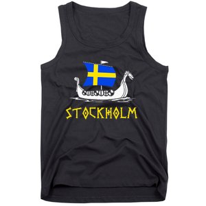 Boat Swedish Flag Sweden Viking Ship Stockholm Tank Top