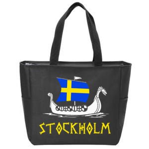 Boat Swedish Flag Sweden Viking Ship Stockholm Zip Tote Bag