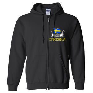 Boat Swedish Flag Sweden Viking Ship Stockholm Full Zip Hoodie