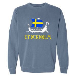 Boat Swedish Flag Sweden Viking Ship Stockholm Garment-Dyed Sweatshirt