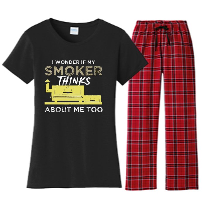 BBQ Smoker Funny Smoking Meat Grilling BBQing Women's Flannel Pajama Set