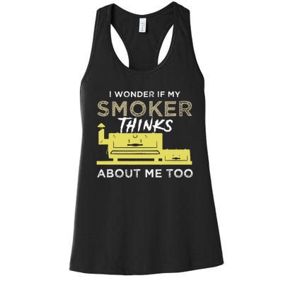 BBQ Smoker Funny Smoking Meat Grilling BBQing Women's Racerback Tank