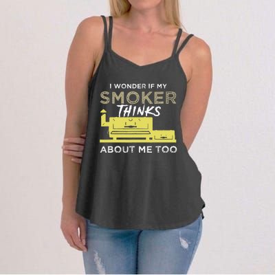 BBQ Smoker Funny Smoking Meat Grilling BBQing Women's Strappy Tank