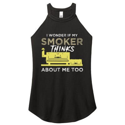 BBQ Smoker Funny Smoking Meat Grilling BBQing Women’s Perfect Tri Rocker Tank