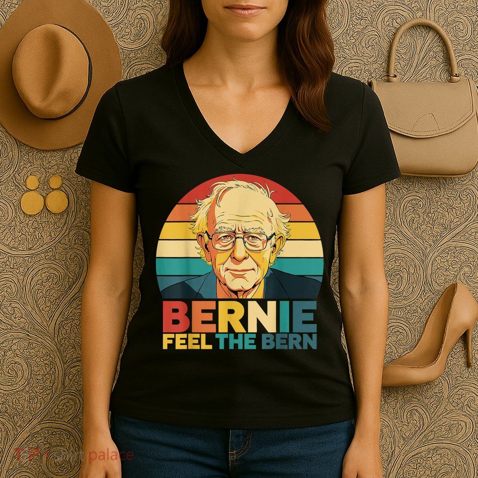Bernie Sanders Feel The Bern Fight Oligarchy Protest Resist Women's V-Neck T-Shirt