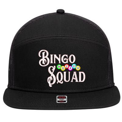 Bingo Squad Funny Bingo Lover 7 Panel Mesh Trucker Snapback Hat