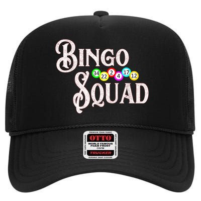 Bingo Squad Funny Bingo Lover High Crown Mesh Back Trucker Hat