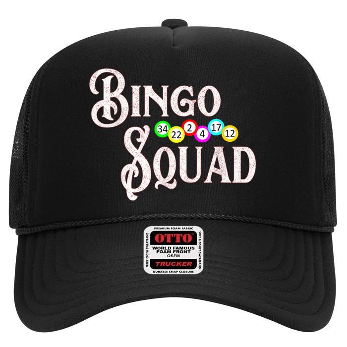 Bingo Squad Funny Bingo Lover High Crown Mesh Back Trucker Hat