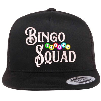 Bingo Squad Funny Bingo Lover Flat Bill Trucker Hat