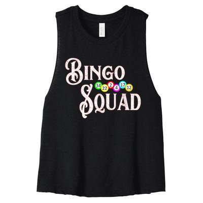 Bingo Squad Funny Bingo Lover Women's Racerback Cropped Tank