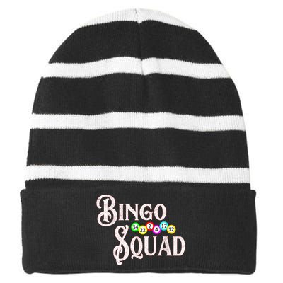 Bingo Squad Funny Bingo Lover Striped Beanie with Solid Band