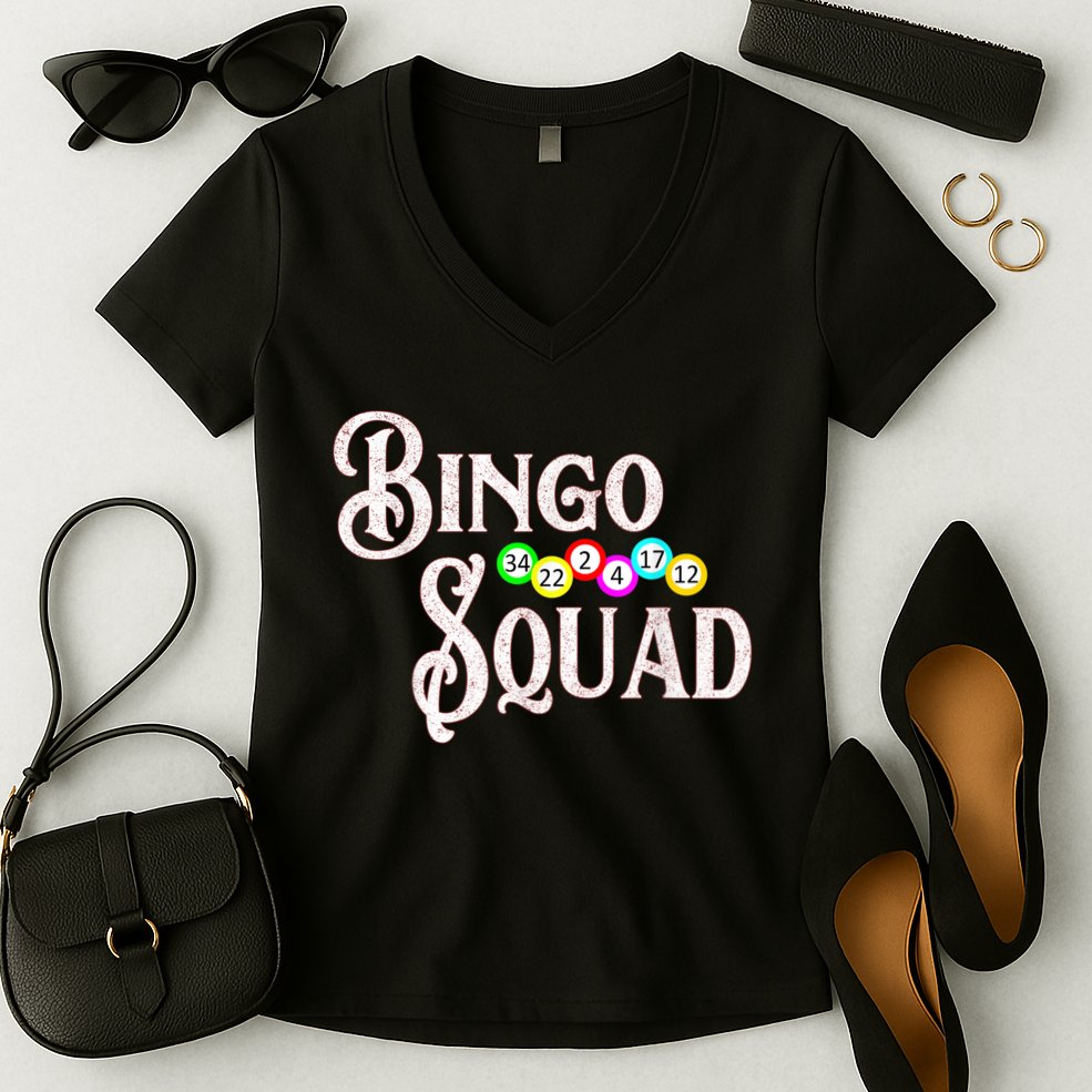 Bingo Squad Funny Bingo Lover Women's V-Neck T-Shirt