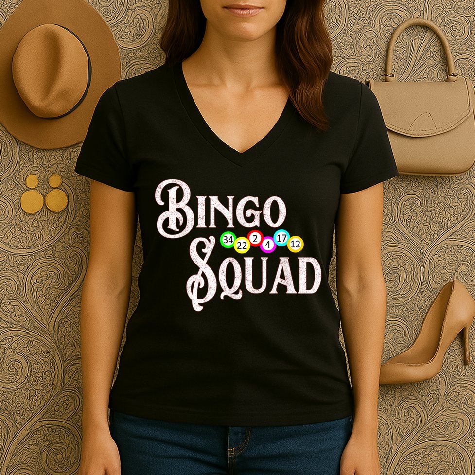 Bingo Squad Funny Bingo Lover Women's V-Neck T-Shirt