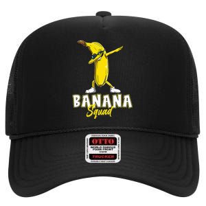 Banana Squad Funny Dabbing Banana Food & Dab High Crown Mesh Back Trucker Hat