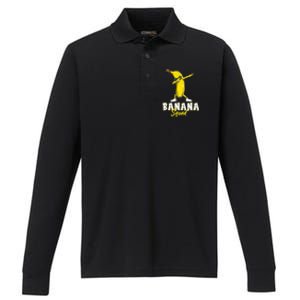 Banana Squad Funny Dabbing Banana Food & Dab Performance Long Sleeve Polo