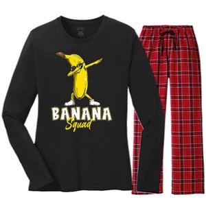 Banana Squad Funny Dabbing Banana Food & Dab Women's Long Sleeve Flannel Pajama Set 