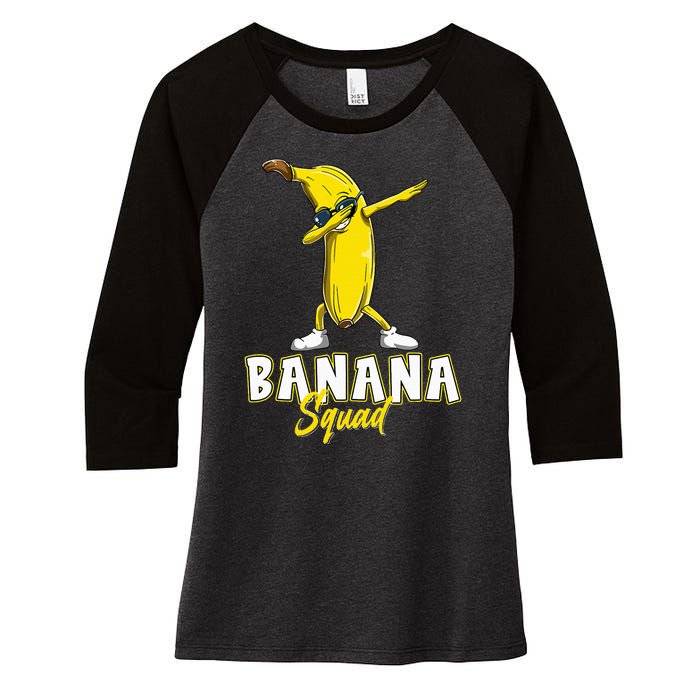 Banana Squad Funny Dabbing Banana Food & Dab Women's Tri-Blend 3/4-Sleeve Raglan Shirt