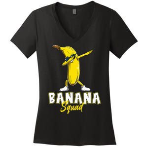 Banana Squad Funny Dabbing Banana Food & Dab Women's V-Neck T-Shirt