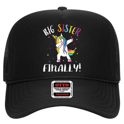 Big Sister Finally Unicorn Unicorn New Big Sister High Crown Mesh Back Trucker Hat