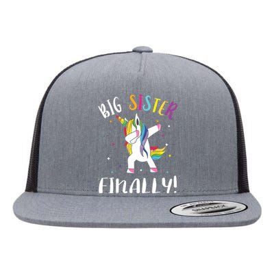 Big Sister Finally Unicorn Unicorn New Big Sister Flat Bill Trucker Hat