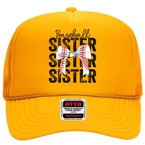 Baseball Sister Funny Baseball Life Softball Life Girl Women High Crown Mesh Back Trucker Hat