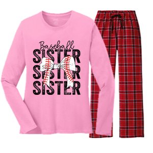 Baseball Sister Funny Baseball Life Softball Life Girl Women Women's Long Sleeve Flannel Pajama Set 