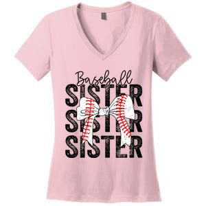 Baseball Sister Funny Baseball Life Softball Life Girl Women Women's V-Neck T-Shirt