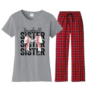 Baseball Sister Funny Baseball Life Softball Life Girl Women Women's Flannel Pajama Set