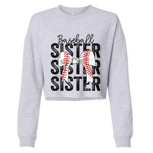 Baseball Sister Funny Baseball Life Softball Life Girl Women Cropped Pullover Crew