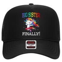 Big Sister Finally Unicorn New Born Gift For Girl High Crown Mesh Back Trucker Hat