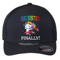 Big Sister Finally Unicorn New Born Gift For Girl Flexfit Unipanel Trucker Cap