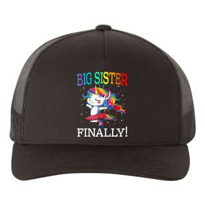 Big Sister Finally Unicorn New Born Gift For Girl Yupoong Adult 5-Panel Trucker Hat