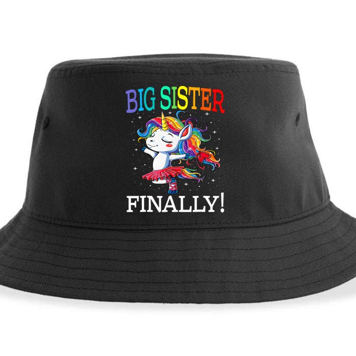 Big Sister Finally Unicorn New Born Gift For Girl Sustainable Bucket Hat