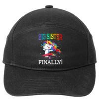 Big Sister Finally Unicorn New Born Gift For Girl 7-Panel Snapback Hat