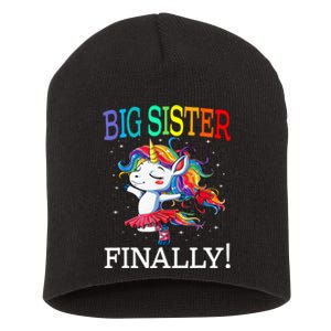 Big Sister Finally Unicorn New Born Gift For Girl Short Acrylic Beanie