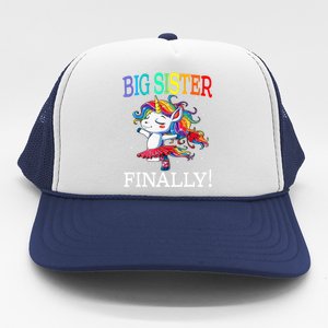 Big Sister Finally Unicorn New Born Gift For Girl Trucker Hat