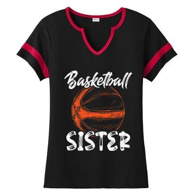 Basketball Sister  Family Matching Basketball Ballers Ladies Halftime Notch Neck Tee