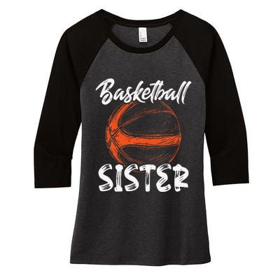 Basketball Sister  Family Matching Basketball Ballers Women's Tri-Blend 3/4-Sleeve Raglan Shirt