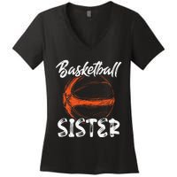 Basketball Sister  Family Matching Basketball Ballers Women's V-Neck T-Shirt