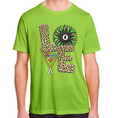 Billiards Shirts Funny, Love Billiards Snooker Pool Leopard Sunflower Sports Adult ChromaSoft Performance T-Shirt