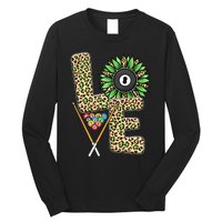 Billiards Shirts Funny, Love Billiards Snooker Pool Leopard Sunflower Sports Long Sleeve Shirt