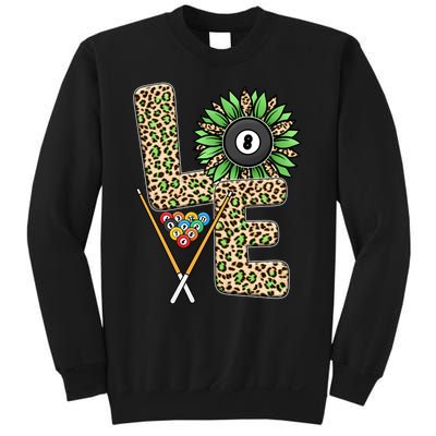 Billiards Shirts Funny, Love Billiards Snooker Pool Leopard Sunflower Sports Sweatshirt