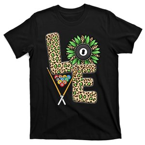 Billiards Shirts Funny, Love Billiards Snooker Pool Leopard Sunflower Sports T-Shirt