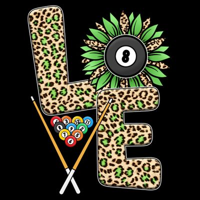 Billiards Shirts Funny, Love Billiards Snooker Pool Leopard Sunflower Sports T-Shirt