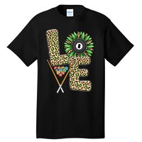 Billiards Shirts Funny, Love Billiards Snooker Pool Leopard Sunflower Sports Tall T-Shirt